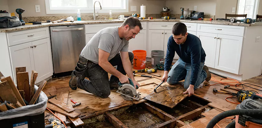 Kitchen Floor Water Damage Repair in Yucaipa
